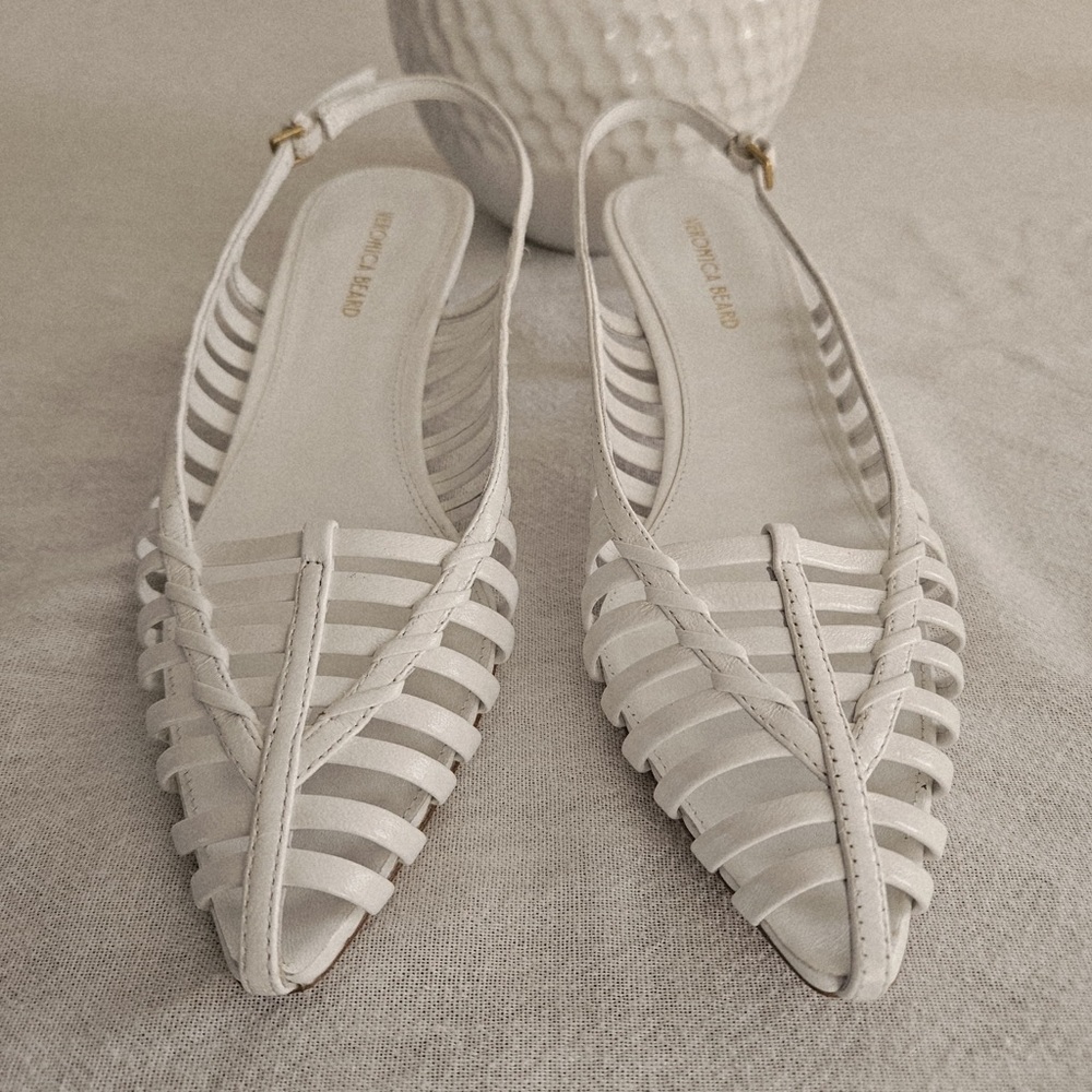 Veronica Beard White Strappy Flats